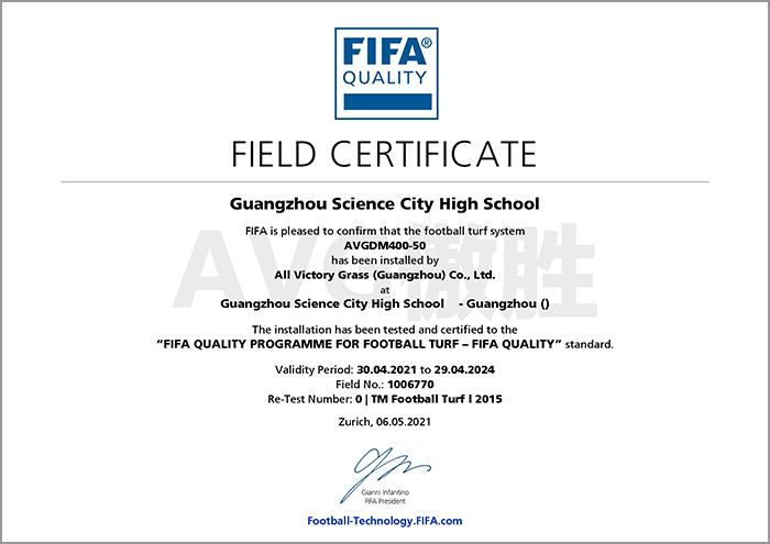 fifa认证证书